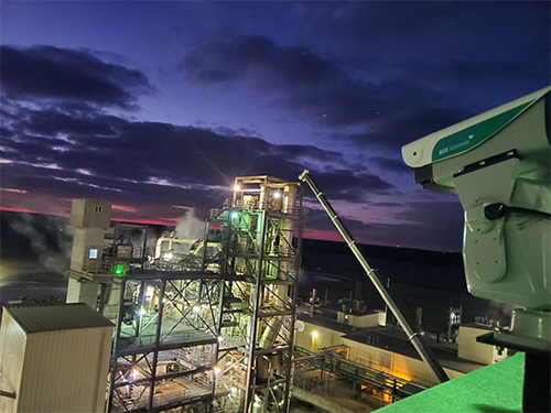 Bird control laser at a grain and aggroprocessing site